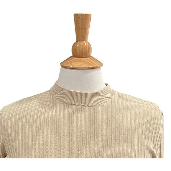 Vintage Ann Taylor Ivory Silk Long Sleeve Ribbed Knit Sweater, Size M - Picture 2 of 10